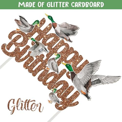 Mallard Duck Cake Topper Mallard Duck Happy Birthday Cake Topper Duck Hunting Birthday Decoration for Duck Theme Birthday Party Supplies