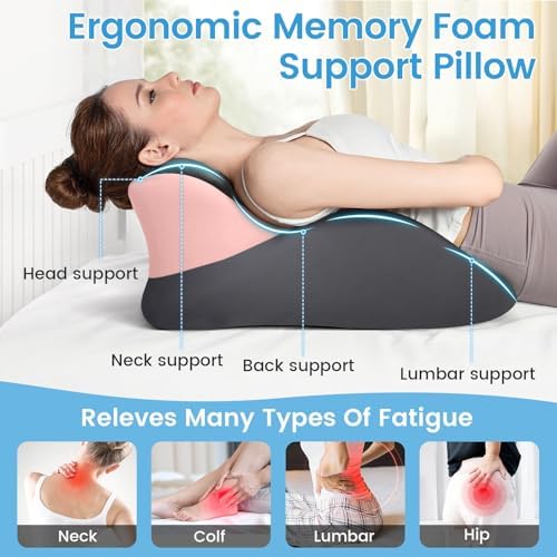LiveGo Memory Foam Wedge Pillow, Multi-Position Support Pillow for Adults, Ergonomic Prone Pillows with Removable Cover for Sleeping, Reading, Acid Reflux, Back,Neck, Legs Elevation
