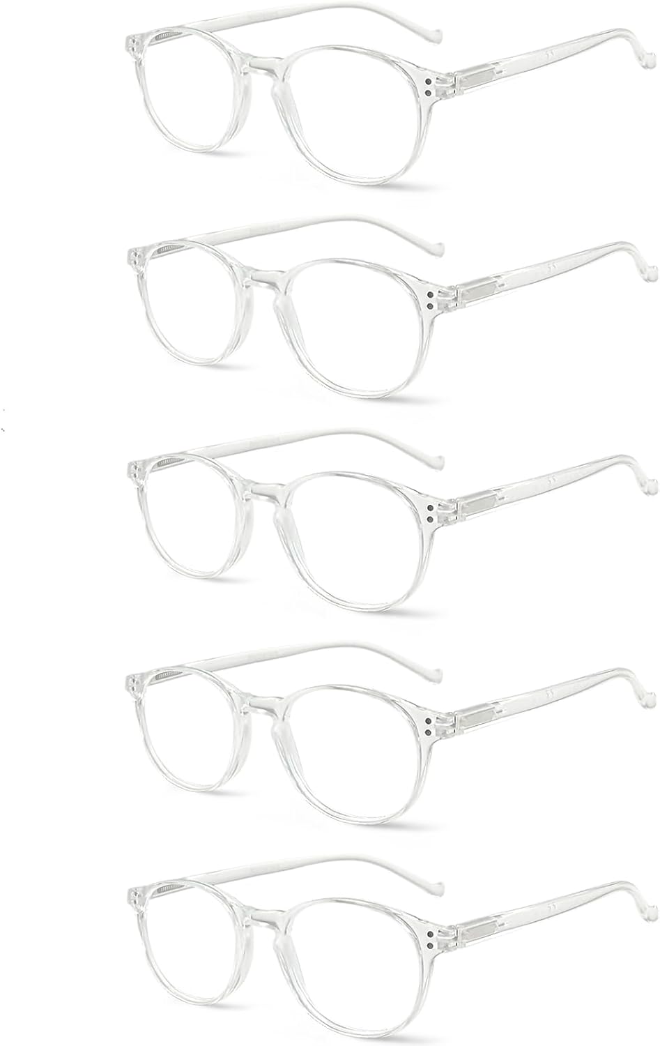 NORPERWIS 5 Pairs Reading Glasses - Standard Fit Spring Hinge Readers Glasses for Men and Women (5 Pack Transparent, 2.50)