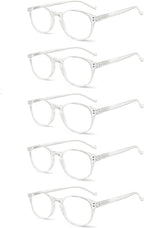 NORPERWIS 5 Pairs Reading Glasses - Standard Fit Spring Hinge Readers Glasses for Men and Women (5 Pack Transparent, 1.50)