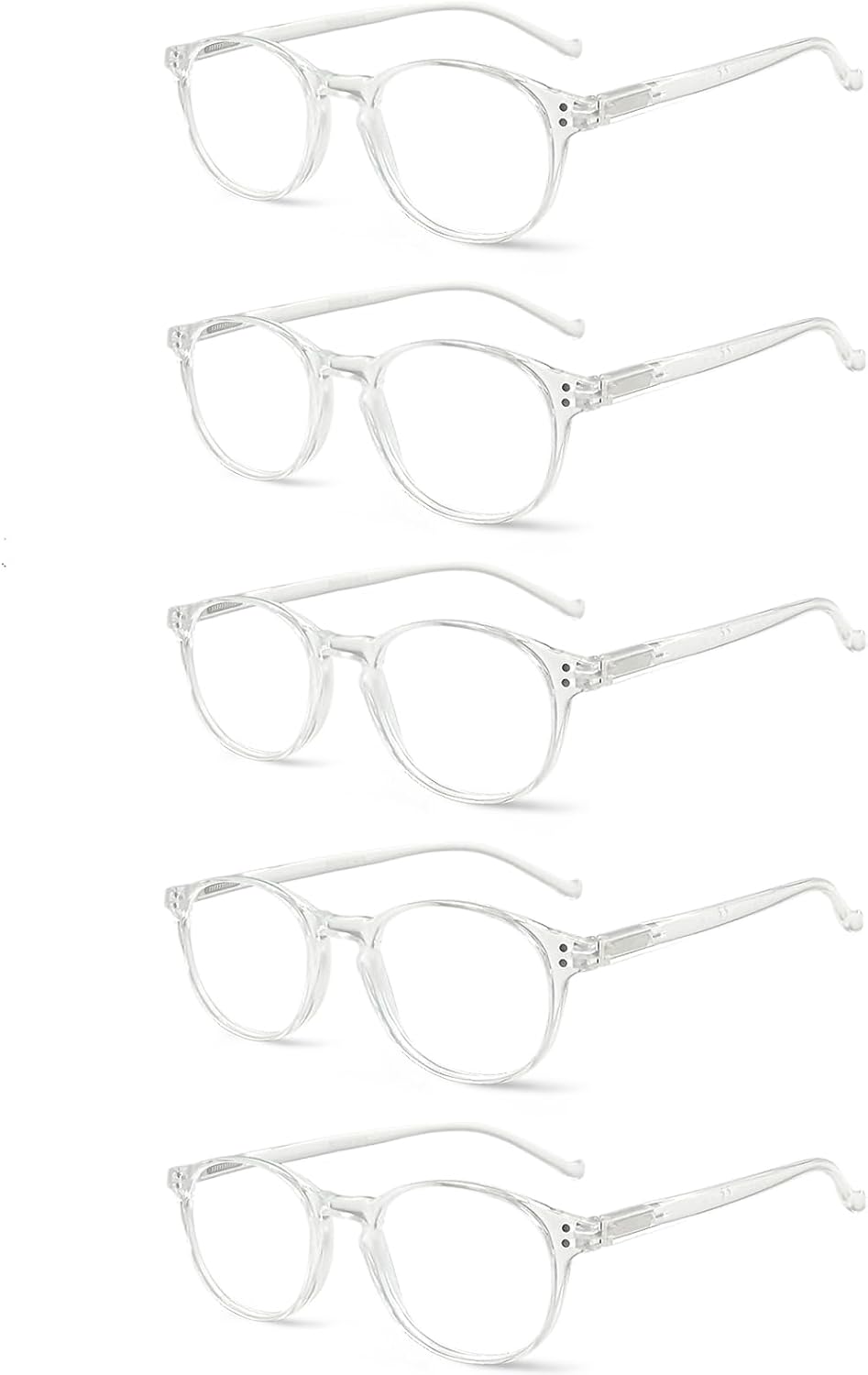 NORPERWIS 5 Pairs Reading Glasses - Standard Fit Spring Hinge Readers Glasses for Men and Women (5 Pack Transparent, 1.50)