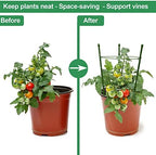 18" Small Plant Support Tomato Cages, 4 Pack Adjustable Garden Trellis for Indoor Outdoor Climbing Plants, Peony Flower Stakes with 66ft Garden Twist Ties, Green Metal Plant Cages for Pots & Garden