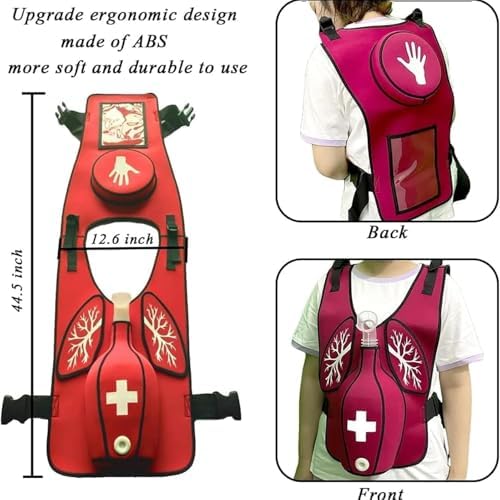 Airway Obstruction Simulation Training Wearing Vest with Back Shot, Anti Choking Obstruction Trainer Vest, Adjustable Shoulder Straps and Waist Belt, Intuitive Operation, for First Responder