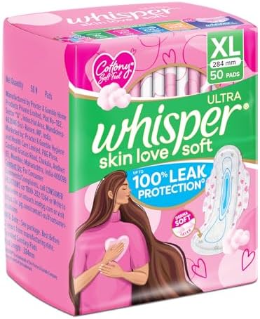 Whisper Ultra Soft Sanitary Pads - 50 Pieces (XL)