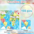 Avezano 100 Pcs Adventure Awaits Napkins 6.5 x 6.5" Adventure Begin Party Decorations Let the Adventure Begin Disposable Paper Napkins Travel Theme Party Napkins