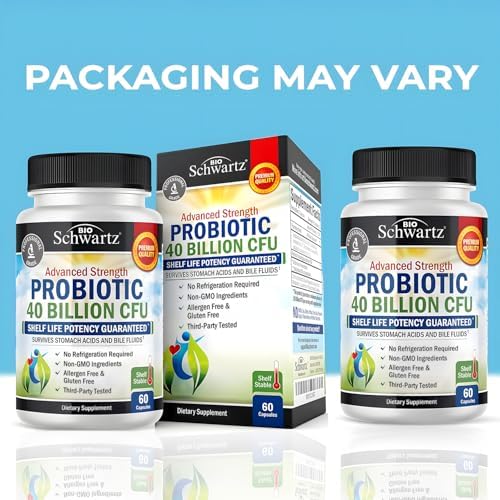 BioSchwartz Daily Probiotic Nutritional Supplement - 40 Billion CFU for Gut Health - Probiotics for Men and Women - Digestive Health with Astragalus & Lactobacillus - Shelf Stable - 60 Count