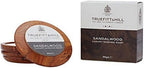 TRUEFITT & HILL Sandalwood Luxury Shaving Soap in Wooden Bowl, 1 Pound, Blue, 99g/3.3oz