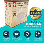 Tubular Compression Bandage Size C (2.65” x 33 ft) – Elastic Stockinette Support Sleeve for Small Knee, Elbow, Forearm, Calves, Full Arm Cut-to-Fit, Washable Reusable, No Tape – Plus Medical Scissors