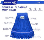 Heavy Duty Wet Industrial Cleaning Mop Head – 21 oz Blue mop Head Replacement Cotton Washable Industrial mop Heads Heavy Duty for Commercial & Home Cleaning（Blue）