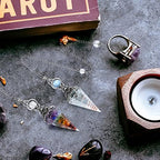 GEHECRST Natural 7 Chakra Healing Crystal Dowsing Pendulum Reiki Gemstone Chips Orgone Pendulum 6 Faceted Hexagonal Pointed Resin Spiritual Pendant for Divination, Wicca, Energy Balancing