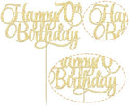 1 Pack Happy 70th Birthday Cake Topper Gold Glitter Number 70 Seventy Years Old Birthday Cake Pick Decoration For 70th Birthday Celebrating Anniversary Party Supplies