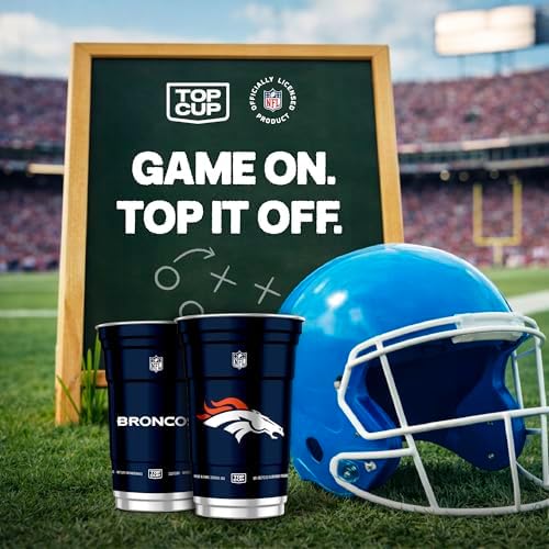 Top Cup NFL Denver Broncos 20 oz Reusable Aluminum Cups 20 Count | Officially Licensed, Durable, Reusable & Recyclable, Made in USA