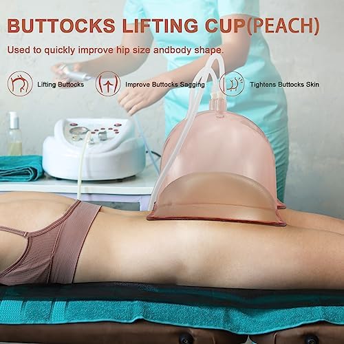 Elitzia Vacuum Therapy Cups 3000ML/101Fl.oz Cupping Machine Accessories for Body Contouring XL Silicone Cups with 9.05" Base & 6.69" Height 1 Pair ETHX005 Peach
