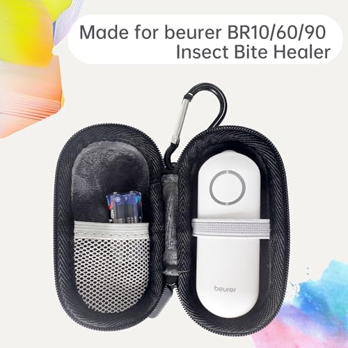 MEGOO Travel Case Compatible with Beurer BR60/BR90/BR10 Insect Bite Healer, Hard EVA Protective Storage Box with Mesh Pocket & Strap – Black (Case Only)