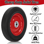 4 Pack Solid Rubber Tires, 8 Inch Flat Free Hand Truck Replacement Wheels with Ball Bearing 1/2-Inch Bore Axle Hole, Heavy Duty Garden Carts Replacement Tires for Wheelbarrow, Wagon (Black Red)