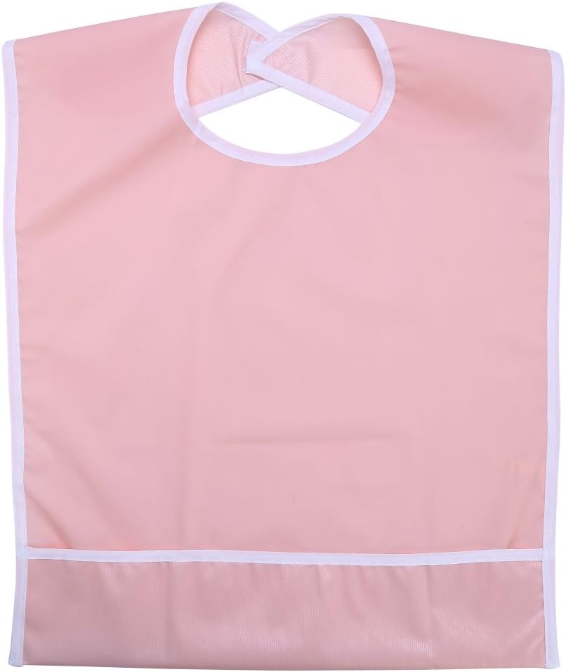 FILFEEL Mealtime Bibs Clothing Protector, Adult Bib Elder Disability Aid Cook Dining Clothes Washable(Orange)