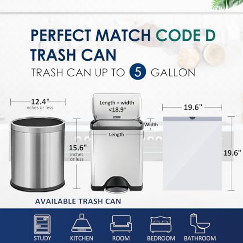 5 Gallon 120 Counts Strong Drawstring Trash Bags Garbage Bags by RayPard, Small Plastic Trash Bags fit 18-20L Trash Can for Home Office Kitchen Bathroom Bedroom, White Waste Basket Liners