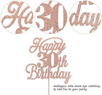 Rsstarxi 1 Pack Happy 30th Birthday Cake Topper Glitter 30 & Fabulous Cheers to 30 Years Old 30th Birthday Cake Pick for Celebrating 30th Birthday Anniversary Party Cake Decorations Supplies Rose Gold