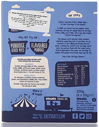 Stoats - Porridge Oat Bars - Blueberry & Honey - 200g