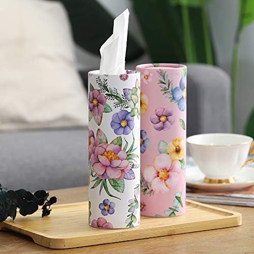 200 Sheets Car Tissues Holder with Facial Tissues 3-ply Travel Tissue Tubes 4 PK Tissues Box Container Perfect Fit for Car Cup Holder Cylinder (Pink)