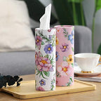 200 Sheets Car Tissues Holder with Facial Tissues 3-ply Travel Tissue Tubes 4 PK Tissues Box Container Perfect Fit for Car Cup Holder Cylinder (Pink)