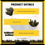 Janlaugh 2 Roll Skyscraper Cake Border Decoration Toppers Stick On or Lay On City Skyline Cake Decor Skyscraper Building Scenic Birthday Accessories for Bday Party Supplies (Skyline, Yellow)