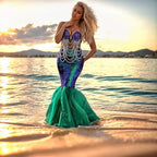 Women's Mermaid Tail Costume Sequin Maxi Skirt Halloween Cosplay Party Dress