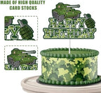 1 PC Camouflage Cake Topper Camo Green Happy Birthday Cake Decoration for Army Soldier Military Theme Baby Shower Supplies