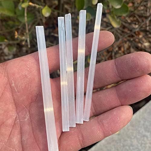 Meditation Home Natural Healing White Selenite Stick Chips Reiki Energy White Quartz Rough Gypsum Rod Minerals Specimen Reiki Healing Crystal (Color : 100mm, Size : 300g)