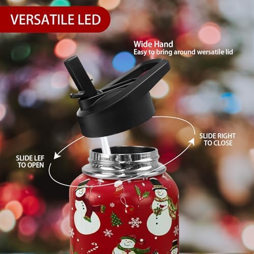 32oz Christmas Snowman Insulated Aater Water Bottle with Straw,Christmas Gym Hiking Sports Coffee Mug Cup Water Bottles,Christmas Gifts for Women,Christmas Decor Stuff Accessories