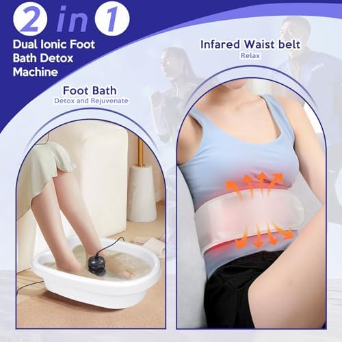 Veicomtech Dual Ionic Foot Bath Detox Machine, LCD Display, 2 Person System with Waist Belts and Straps
