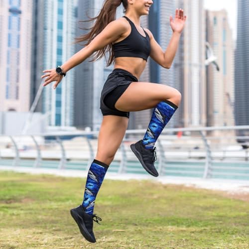Compression Socks For Women & Men Circulation 15-20 Mmhg Knee High Best Support For Travel Running Athletic