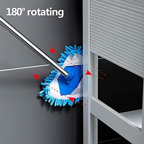 Triangle Cleaning Mop,Multifunctional 180 Degree Rotating Microfiber Strong Water Absorption,Used to Clean Roofs Walls Restroom Cars Bathroom,1 x mop +2 x Cloth Head + 2 Pairs of Slippers