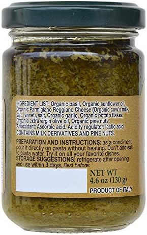 Mantova Organic Pesto Genovese (Pack of 4) 4.6 Oz