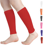 Calf Compression Sleeves for Men & Women (20-30mmhg) - Leg Compression Sleeve for Running, Cycling, Shin Splints Support, Relieve Legs Pain, Travel (One Pair)(Red,Large)