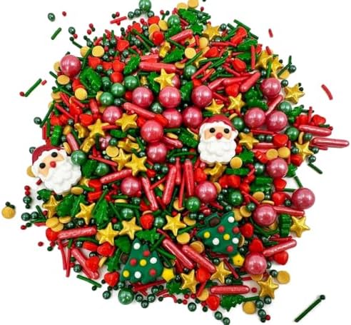 Christmas Cake Topper Sprinkles Decoration Candy Santa Claus Cupcake Dessert Cookie Sprinkle 100g/3.2oz (A)