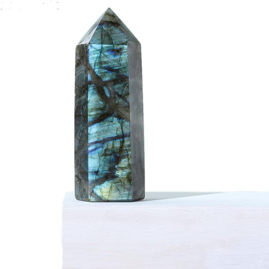 AITELEI Large Natural Healing Crystals Wands Stones, 3.9"-4.3" (10-11cm) 6 Faceted Single Point Crystal Prism Wand for Healing Meditation Reiki Chakra Therapy