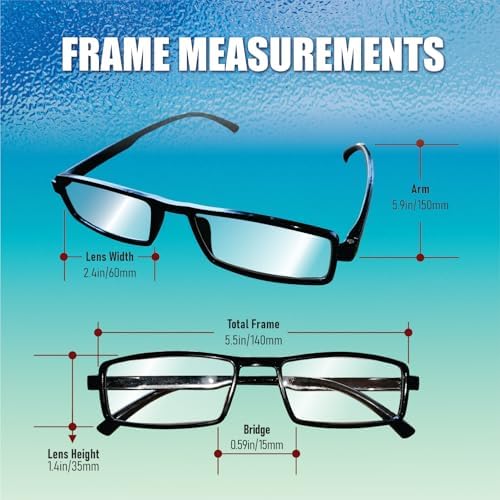 Reading Glasses for Men & Women, 5 Pack Cheap Readers, Black Rectangular Frames