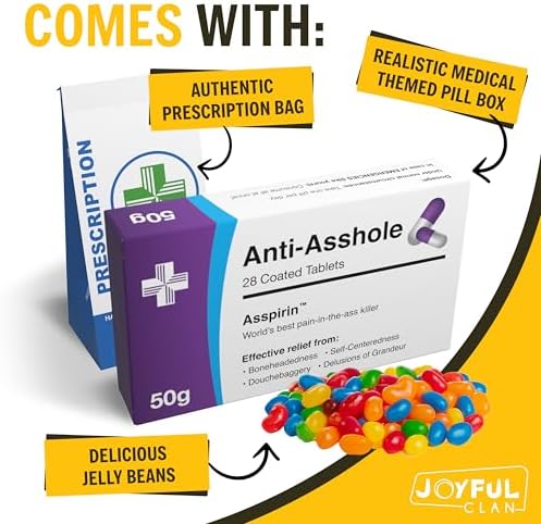 Joke Pill Box Candy - Funny Gift for Men & Women - Hilarious Gag Gifts for Adults, Boyfriend, Coworker, Best Friend – Unique Men’s Gifts, Novelty Prank, White Elephant Gift, Pranks for Adults