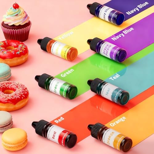 Gel Food Coloring Rainbow Edible Food Dye Set for Baking Royal Icing Cookie Supplies Gluten Free 7x6g Food Grade Liquid Food Color Kit, 0.25 Fl. Oz/Bottles