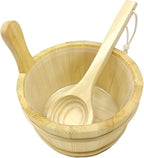 HJJKKH Sauna Bucket Ladle Set-Sauna Accessories with Handmade Wooden Bucket Ladle Plastic Liner Wood Handle for Sauna Steam Room