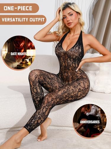 Buitifo Womens Fishnet Bodystocking Plus Size Crotchless Bodysuit Sexy Tights Soft Nightwear Lingerie