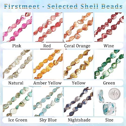 Firstmeet 40Pcs Freeform Irregular Shape Shell Beads Loose Spacer Natural Beads for Necklace Bracelet Jewelry Making(DIY-1015-Sky Blue)