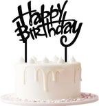 Happy Birthday Cake Topper, Black Acrylic Versatile Cake Topper for Birthday Party Decoration Ideas, Perfect Keepsake for your family and friends