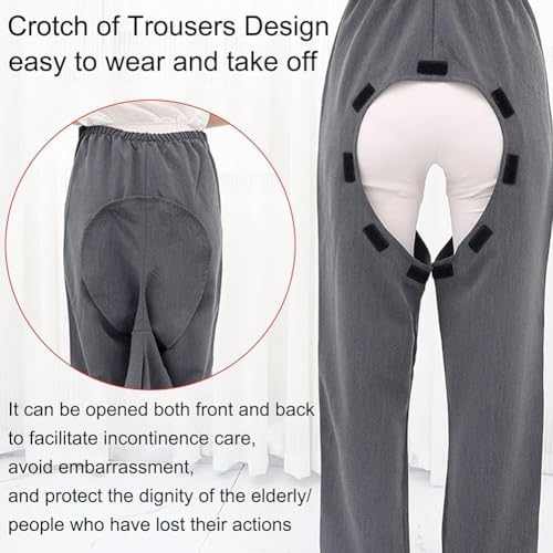 Patient Care Pants, Rehabilitation Trousers, Adult Open Crotch Pants Clothing Incontinence Pants For Women And Men Disabled And Elderly Suitable Clothing For Clothing Easy To Wear And Remo(Color:M)