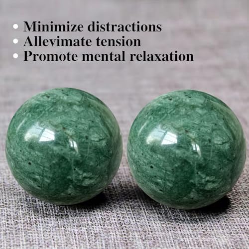 Traditional Chinese Baoding Balls, Marble Health Exercise Stress Relief Balls, Dark Green, 2-Piece Set (Dark Green, Small-1.38")