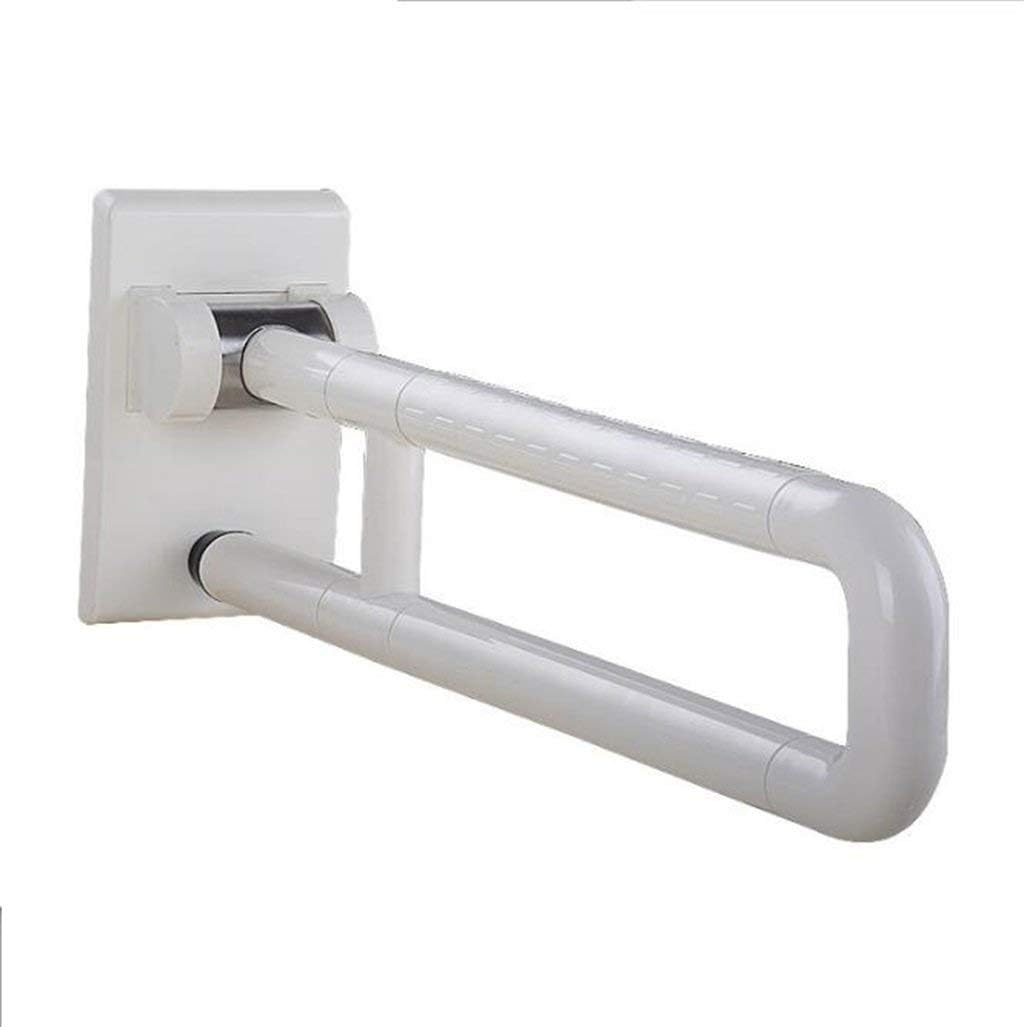 handrail Handrails Grab Bar U Type Foldable Stainless Steel Disabled Old Man Barrier-Free Urinal Handrail/Support Double Tube Rail – Drops Down & Folds up/White
