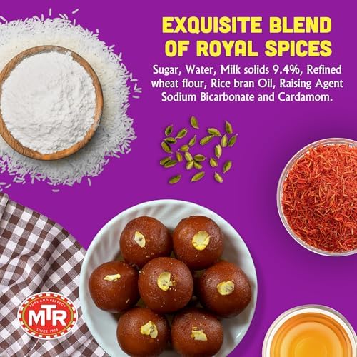 MTR Gulab Jamun - Traditional Indian Sweet – Soft & Melt-in-the-Mouth Texture – Easy to Prepare at Home – No Preservatives – 35.7 oz (Pack of 2)
