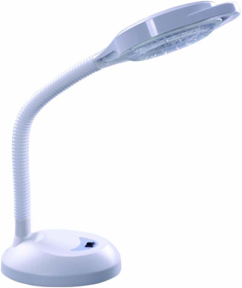 Elitzia Led Cold Light Magnifying Lamp 5 Times Magnification Compact Desktop Beauty Lamp for Facial Care Tattoo Or Reading ETH3009(White 96 Lamp Beads D2)