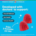 Physician's CHOICE Probiotic Gummies with Vitamin D & Prebiotic Fiber - Sugar Free - 1B CFUs of Clinically Studied Probiotic - Supports Immune & Gut Health for Women & Men - Watermelon Flavor - 90CT